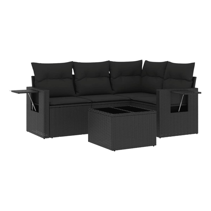 vidaXL 5 Piece Steel Large Sofa Set in Black