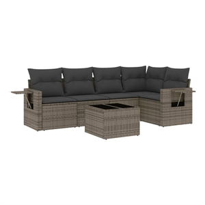 vidaXL 6 Piece Poly Rattan Large Sofa Set in Gray