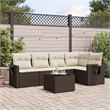 vidaXL 6 Piece Steel Large Sofa Set in White/Brown/Cream