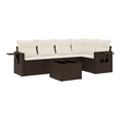 vidaXL 6 Piece Steel Large Sofa Set in White/Brown/Cream