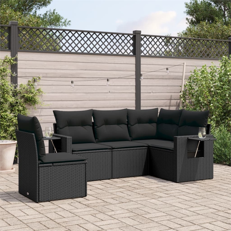 vidaXL 5 Piece Steel Sofa Set in Black