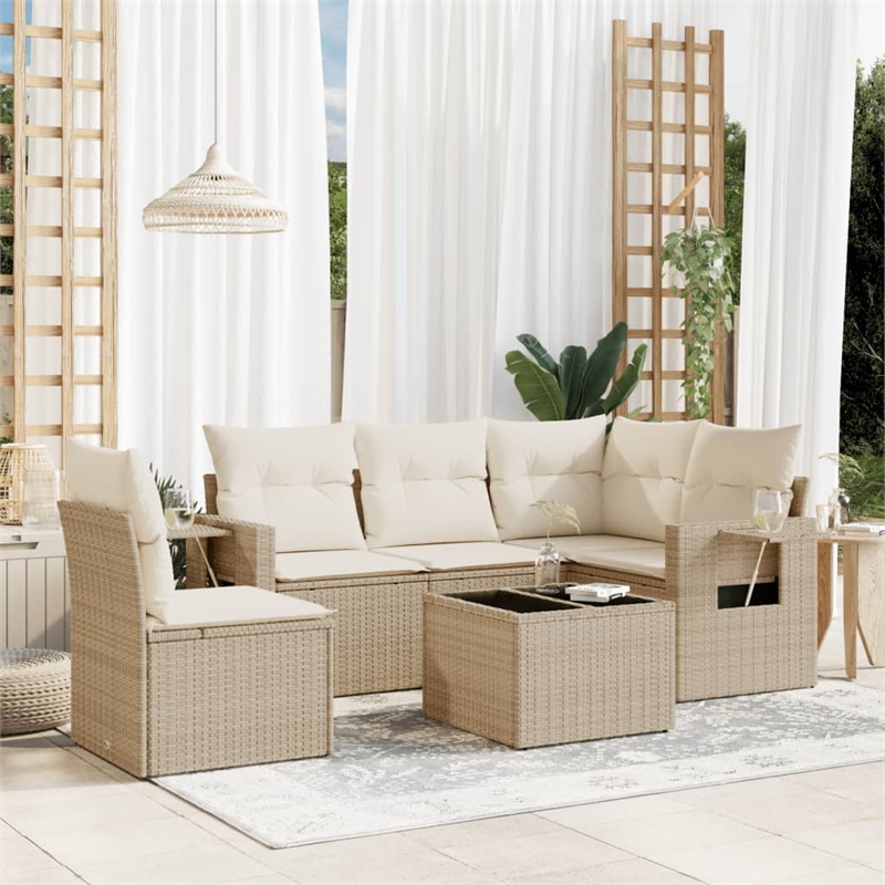 vidaXL 6 Piece Steel Sofa Set in White/Cream/Beige