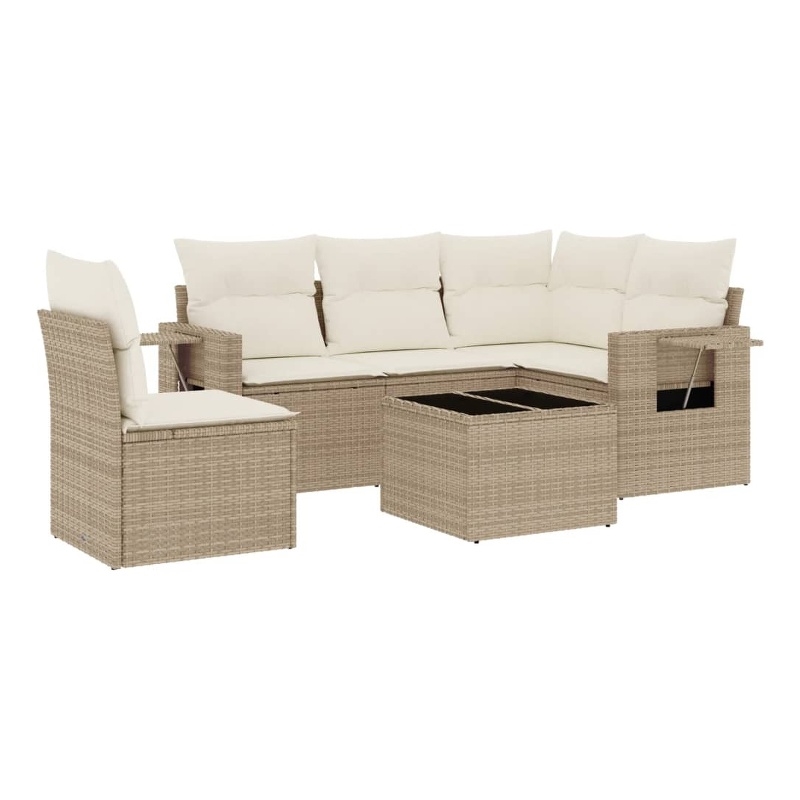 vidaXL 6 Piece Steel Sofa Set in White/Cream/Beige