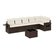 vidaXL 7 Piece Poly Rattan Sofa Set in White/Brown/Cream