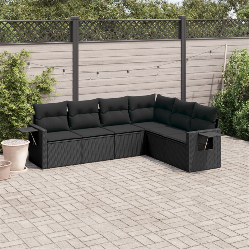 vidaXL 6 Piece Steel Sofa Set in Black
