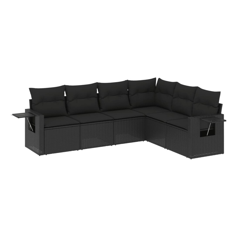 vidaXL 6 Piece Steel Sofa Set in Black
