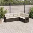vidaXL 6 Piece Steel Large Sofa Set in Brown