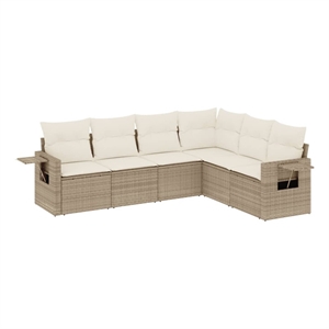 vidaXL 6 Piece Poly Rattan Large Sofa Set in Beige