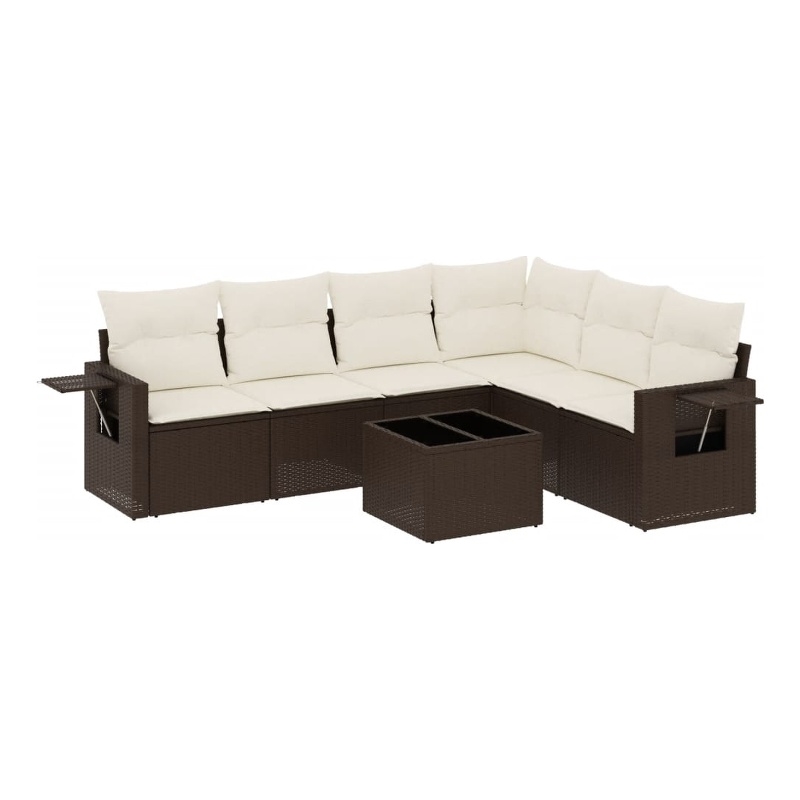 vidaXL 7 Piece Steel Large Sofa Set in Brown
