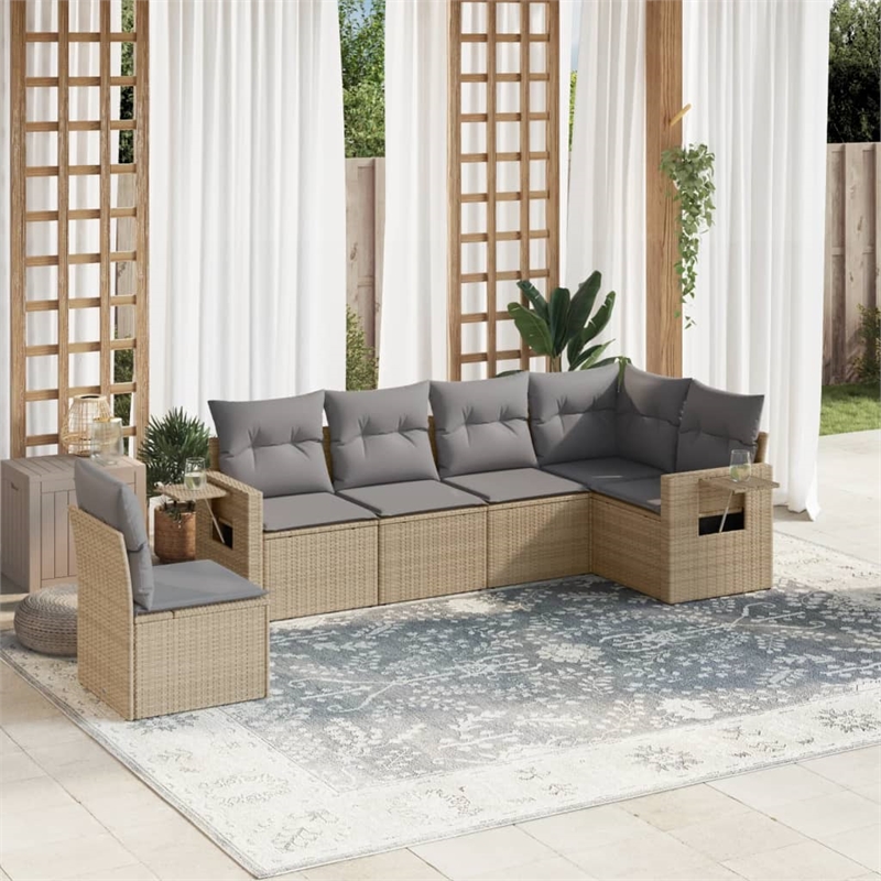 vidaXL 6 Piece Steel Sofa Set in Gray/Beige
