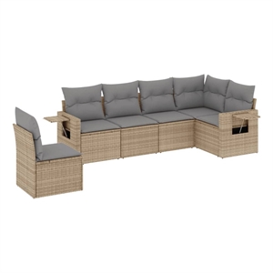 vidaXL 6 Piece Steel Sofa Set in Gray/Beige