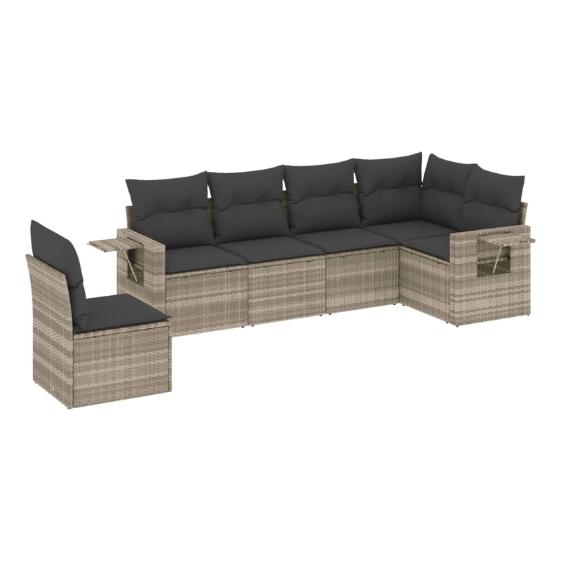 vidaXL 6 Piece Poly Rattan Large Sofa Set in Gray