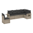 vidaXL 6 Piece Poly Rattan Large Sofa Set in Gray