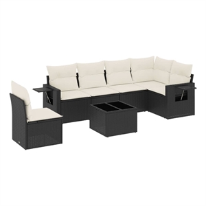 vidaXL 7 Piece Poly Rattan Medium Sofa Set in Black