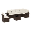vidaXL 7 Piece Steel Large Sofa Set in Brown