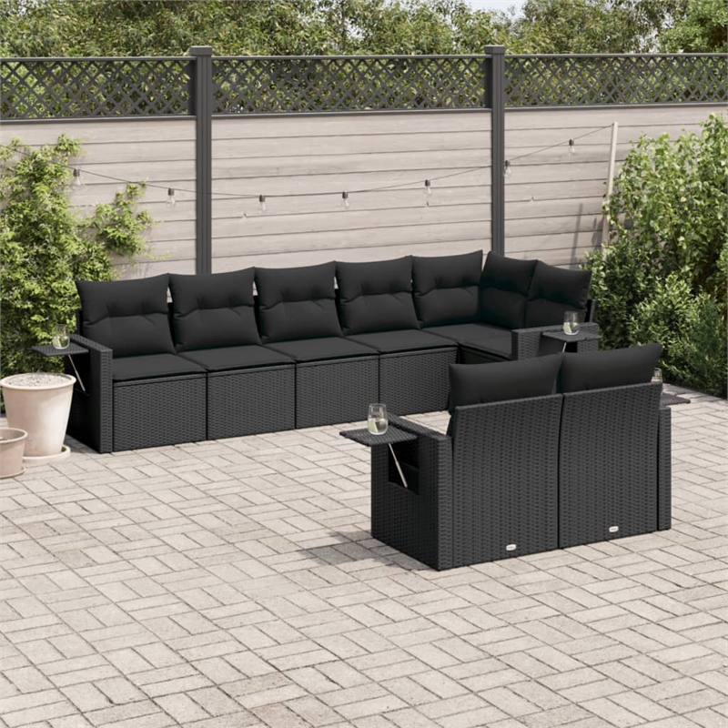 vidaXL 8 Piece Steel Sofa Set in Black