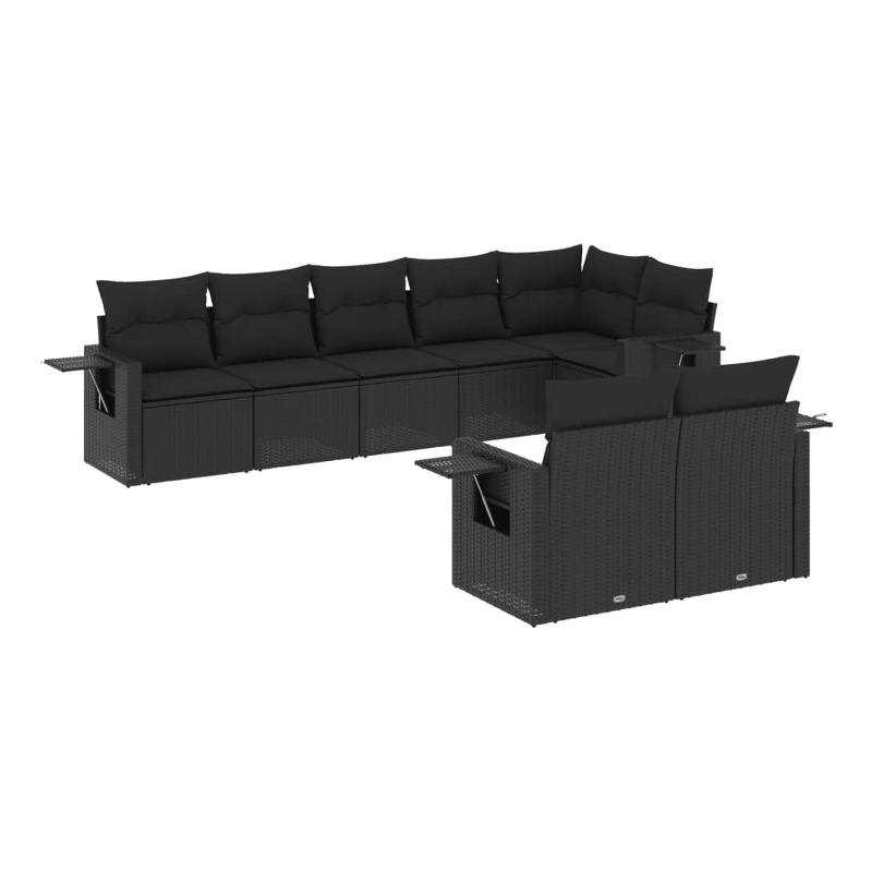 vidaXL 8 Piece Steel Sofa Set in Black