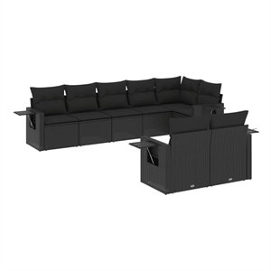 vidaXL 8 Piece Steel Sofa Set in Black
