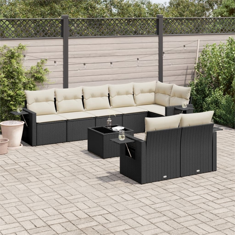 vidaXL 9 Piece Sofa Set in Black/White/Cream