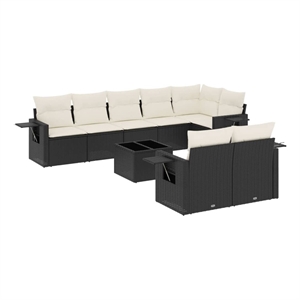 vidaXL 9 Piece Sofa Set in Black/White/Cream