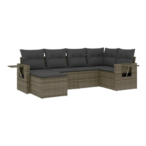 vidaXL 6 Piece Poly Rattan Small Sofa Set in Gray