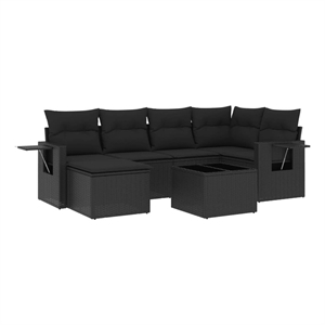 vidaXL 7 Piece Steel Sofa Set in Black