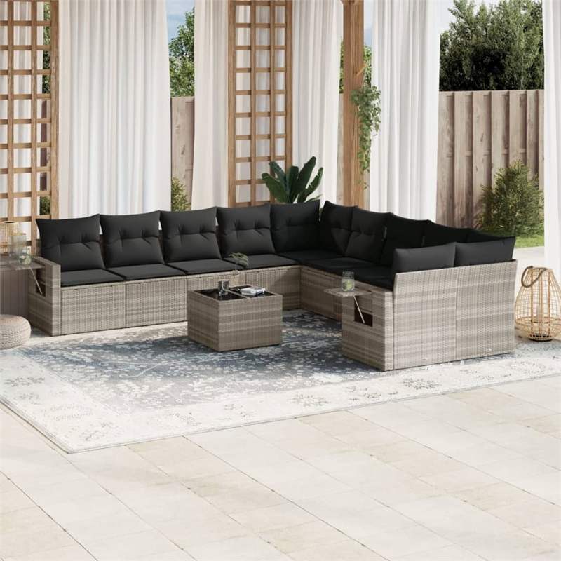 vidaXL 11 Piece Steel Sofa Set in Gray