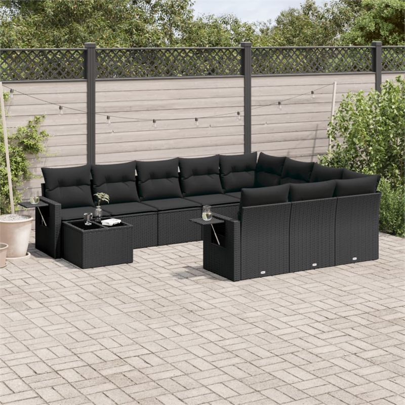 vidaXL 11 Piece Steel Sofa Set in Black
