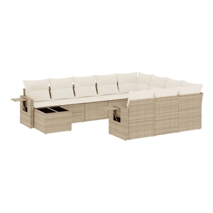 vidaXL 11 Piece Steel Sofa Set in Beige