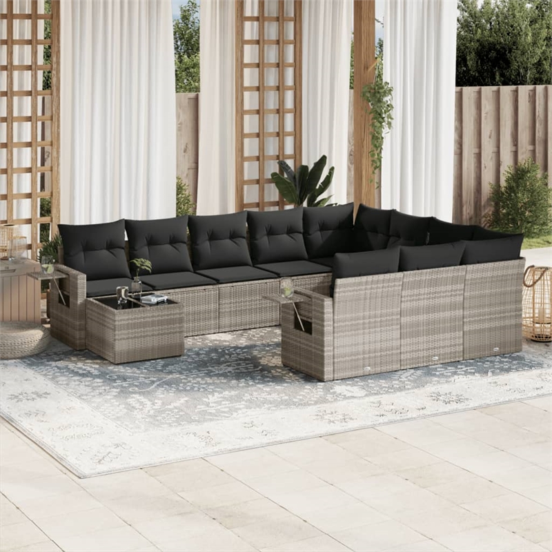 vidaXL 11 Piece Poly Rattan Sofa Set in Gray