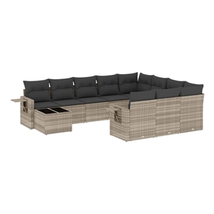 vidaXL 11 Piece Poly Rattan Sofa Set in Gray