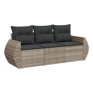 vidaXL 3 Piece Poly Rattan Sofa Set in Gray