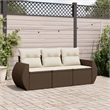 vidaXL 3 Piece Poly Rattan Sofa Set in White/Brown/Cream
