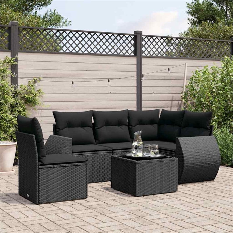vidaXL 6 Piece Steel Sofa Set in Black