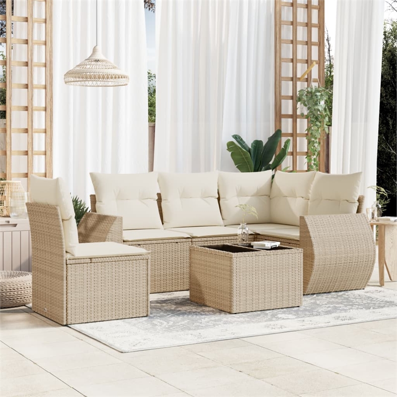 vidaXL Steel Small Sofa Set in Beige