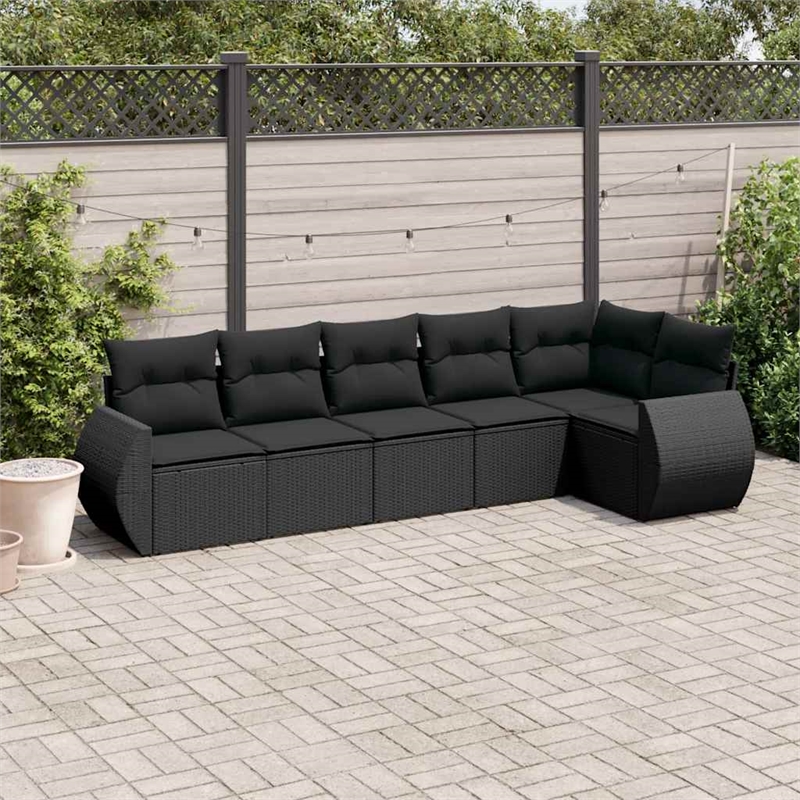 vidaXL 6 Piece Poly Rattan Sofa Set in Black