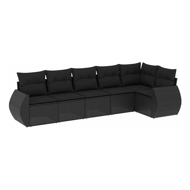 vidaXL 6 Piece Poly Rattan Sofa Set in Black