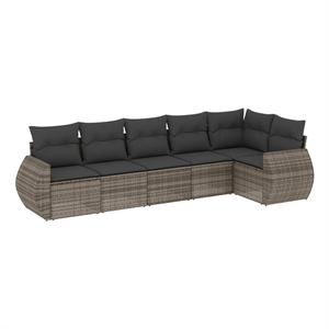 vidaXL 6 Piece Poly Rattan Sofa Set in Gray