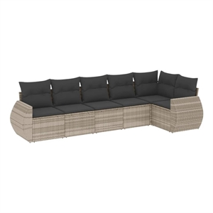 vidaXL 6 Piece Poly Rattan Large Sofa Set in Gray