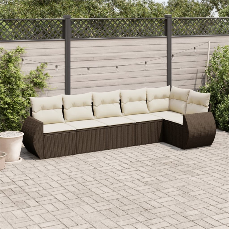 vidaXL 6 Piece Steel Small Sofa Set in Brown