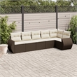 vidaXL 6 Piece Steel Small Sofa Set in Brown