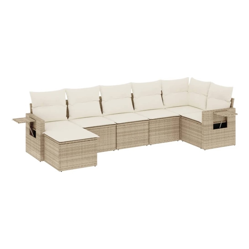 vidaXL 7 Piece Steel Sofa Set in Cream/Beige