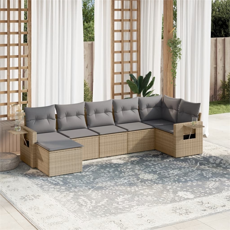vidaXL Steel Sofa Set in Gray/Beige