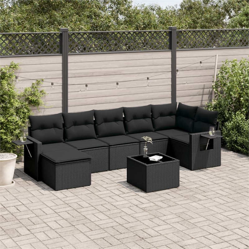 vidaXL 8 Piece Steel Sofa Set in Black