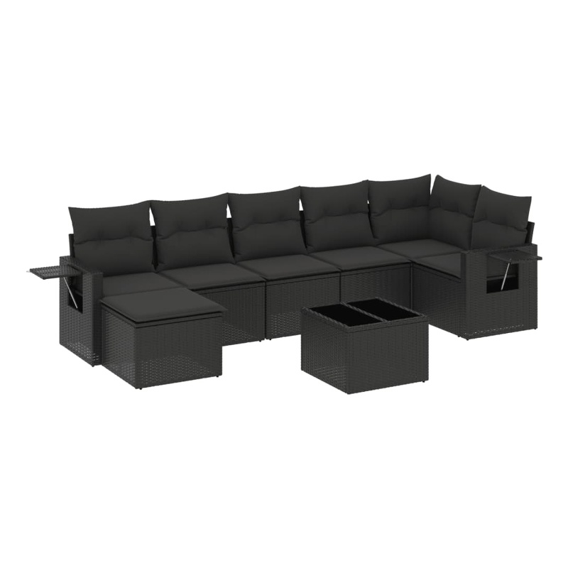vidaXL 8 Piece Steel Sofa Set in Black