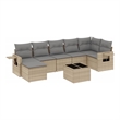 vidaXL 8 Piece Steel Medium Sofa Set in Beige