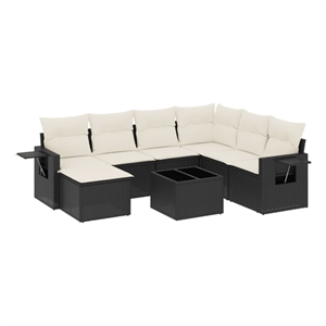 vidaXL 8 Piece Steel Small Sofa Set in Black/White/Cream