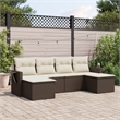 vidaXL 6 Piece Poly Rattan Large Sofa Set in Brown
