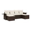 vidaXL 6 Piece Poly Rattan Large Sofa Set in Brown