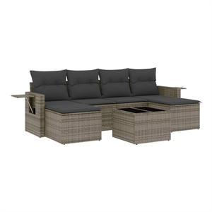 vidaXL 7 Piece Poly Rattan Sofa Set in Gray